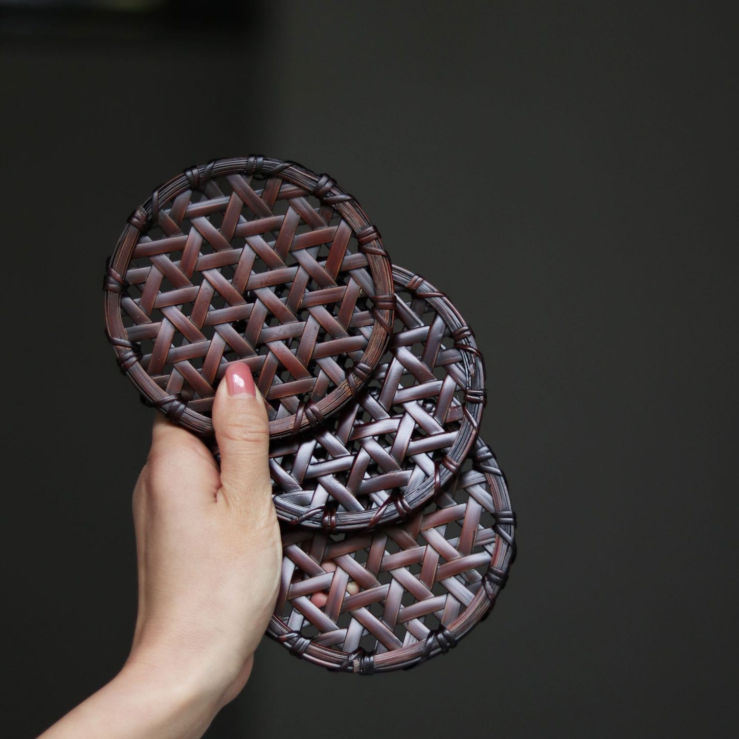 Artisanal Bamboo Coasters | Handwoven Tea Mat Set