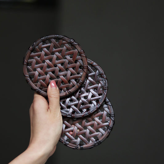 Artisanal Bamboo Coasters | Handwoven Tea Mat Set